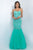 Blush - Crystal-encrusted Satin Tulle Trumpet Gown 11045 In Green