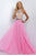 Blush - Two-Piece Bejeweled Illusion High Neck Gown 11056 in Pink
