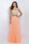 Blush - Two-Piece Bejeweled Illusion High Neck Gown 11056 in Orange