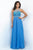 Blush - Jeweled Illusion High Neck A-line Dress 11059 in Blue