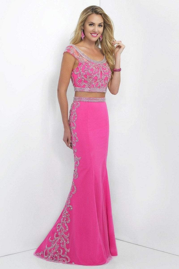 Blush - Two-Piece Embellished Scoop Neck Jersey Gown 11061 In Pink