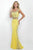 Blush - Two-Piece Embellished Scoop Neck Jersey Gown 11061 In Yellow