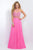 Blush - Bejeweled Illusion Halter Neck Chiffon A-line Gown 11062 in Pink