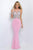 Blush - Jewel Accented Illusion Halter Neck Jersey Dress 11064 In Pink