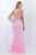 Blush - Jewel Accented Illusion Halter Neck Jersey Dress 11064 In Pink