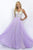 Blush - Embellished V-Neck Chiffon A-line Dress 11087 in Purple and Neutral
