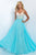 Blush - Embellished V-Neck Chiffon A-line Dress 11087 in Green and Neutral