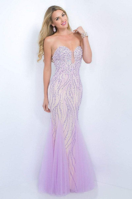 Blush - Embellished Sweetheart Tulle Trumpet Gown 11095 in Purple and Neutral