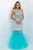 Blush - Bejeweled High Neck Tulle Trumpet Gown 11101 in Green