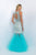 Blush - Bejeweled High Neck Tulle Trumpet Gown 11101 in Green
