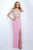 Blush - Two-piece Bejeweled V-Neck Jersey Sheath Gown 11107 In Pink
