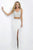 Blush - Two-piece Bejeweled V-Neck Jersey Sheath Gown 11107 in White