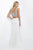 Blush - Two-piece Bejeweled V-Neck Jersey Sheath Gown 11107 in White