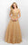 Blush - Sequined V-Neck Long A-line Gown 11139 In Gold
