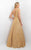 Blush - Sequined V-Neck Long A-line Gown 11139 In Gold