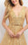 Blush - Sequined V-Neck Long A-line Gown 11139 In Gold