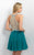 Blush - Embellished Illusion High Neck  A-line Dress 11164 In Green