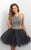 Blush - Jewel Embellished Illusion Halter A-line Dress 11175 In Gray