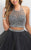 Blush - Jewel Embellished Illusion Halter A-line Dress 11175 In Gray