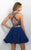 Blush - Two-Piece Beaded Modified Halter Neck Dress 11183 In Blue