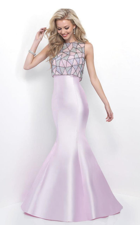 Blush - Sweetheart Mikado Trumpet Dress  11203 in Pink and Multi-Color