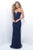Blush - Beaded Sweetheart Tulle Sheath Dress 11206 in Blue