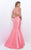 Blush - Embellished Illusion Mikado Trumpet Dress 11210 in Pink