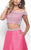 Blush - Two-Piece Bejeweled Satin A-line Dress 11211 in Pink