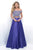 Blush - Two-Piece Bejeweled Satin A-line Dress 11211 in Purple