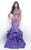 Blush - Bedazzled Jewel Neck Satin Crepe Mermaid Dress 11214 in Purple