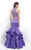 Bedazzled Jewel Neck Satin Crepe Mermaid Dress 11214
