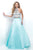 Blush - Two-Piece Decked High Neck Mikado A-line Dress 11216 in Green and Multi-Color