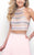 Blush - Two-Piece Decked High Neck Mikado A-line Dress 11216 In Pink and Multi-Color