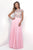 Blush - Decked Cap Sleeve Illusion Jewel Neck Dress 11217 in Pink