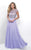 Blush - Decked Cap Sleeve Illusion Jewel Neck Dress 11217 In Purple