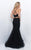 Blush - Two-piece Beaded Halter Neck Trumpet Dress 11224 In Black