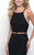 Blush - Two-piece Beaded Halter Neck Trumpet Dress 11224 In Black