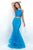 Blush - Two-piece Beaded Halter Neck Trumpet Dress 11224 in Blue