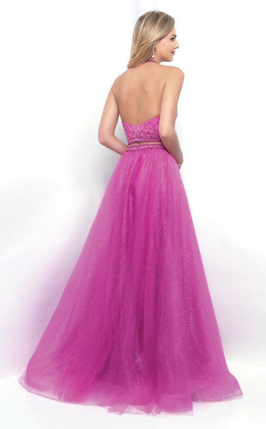 Blush - Two-Piece Beaded Halter Neck Tulle A-line Dress 11232 In Pink