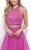 Blush - Two-Piece Beaded Halter Neck Tulle A-line Dress 11232 In Pink