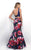 Blush - Two-Piece Scoop Neck Printed Mikado Mermaid Dress 11233 In Blue and Multi-Color