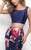 Blush - Two-Piece Scoop Neck Printed Mikado Mermaid Dress 11233 In Blue and Multi-Color