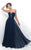 Blush - Lace Embellished Sweetheart Chiffon A-line Dress 11234 In Blue