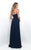 Blush - Lace Embellished Sweetheart Chiffon A-line Dress 11234 In Blue