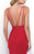 Blush - Jewel Accented V-neck Jersey Sheath Dress 11236 in Red