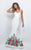 Blush - Floral Embroidered Sweetheart Scuba Trumpet Dress 11237 in White and Multi-Color