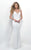 Blush - Embellished V-Neck Sheath Dress 11245 in White and Silver