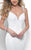 Blush - Embellished V-Neck Sheath Dress 11245 in White and Silver