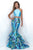 Blush - Two-Piece Crystal-accented Mikado Mermaid Dress 11247 in Blue and Multi-Color