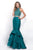 Blush - Two-Piece Halter Tiered Mermaid Gown 11254 in Green